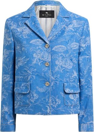 Etro Jack met bloemenpatroon en jacquard - Blauw