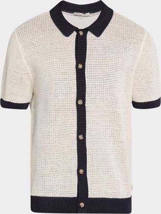 Onia Men & apos;s Linen Short-Sleeve Cardigan Sweater