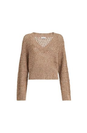 Brunello Cucinelli Dazzling braids sweater in Brown at Nordstrom, Size 3X-Large Eu