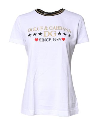 Dolce & Gabbana Womens Dg Since 1984 Graphic Tee - White Cotton - Size EU 32 (Womens)