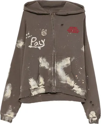 Paly Hollywood Distressed Zip Hooded Sweatshirt
