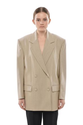 Givenchy Beige Solid Peaked Lapel Blazer
