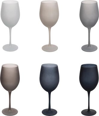 Villa D'Este Home Tivoli Juego de 6 copas de 650 ml de vidrio esmerilado, Happy Hour Stones