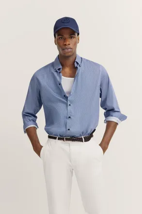 Bugatti Langarmhemd BUGATTI, Herren, Gr. 4XL, Normalgr&ouml;ssen, 320, hellblau, 100% Baumwolle, gepunktet, normal, eckige 2-Knopf-Manschette, Hemden Langarmhemd, 