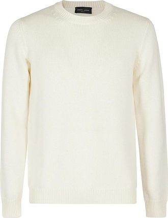 Roberto Collina Stijlvolle Crew Neck Sweater - Heren - Ronde hals truien - Beige - M - Wol - Truien & Vesten