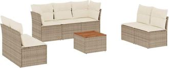 vidaXL Vidaxl - Juego De Sof&aacute;s De Jard&iacute;n Con Cojines Beige 8 Pzas Rat&aacute;n Pe