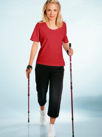 Catamaran Sporthose CATAMARAN, Damen, Gr. 36/38, Normalgr&ouml;ssen, schwarz (schwarz, rot), 92% Baumwolle, 8% Elasthan, gemustert, unifarben, 3/4-L&auml;nge, Hosen Sport