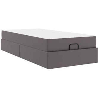 vidaXL Vidaxl - Estructura De Cama Con Colch&oacute;n Gris 90 X 200 Cm Cuero Sint&eacute;tico