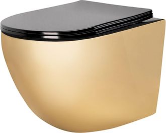 Rea Taza De Inodoro Wc Rea Carlo Flat Mini Oro/negro