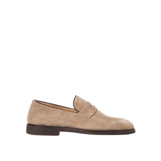 Brunello Cucinelli Schoenen, Heren, Bruin, 42 EU, Leer, Suede Leren Penny Loafers