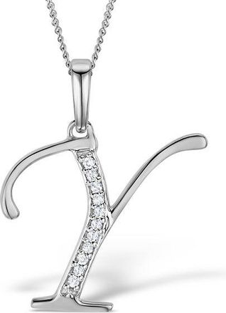 The Diamond Store 925 Silver Lab Diamond Initial Y Necklace 0.05ct