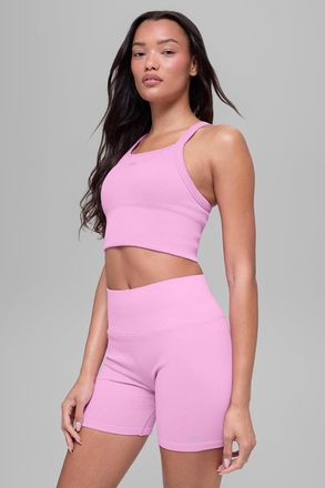 Alo | Seamless Ribbed Favorite Bra Tank Top in Candy Heart Pink, Size: Medium