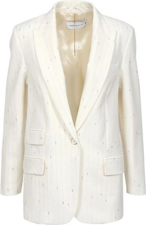 Simona Corsellini Gouden Pinstripe Wollen Blazer - Dames - Blazers - Wit - S - Wol - Jassen