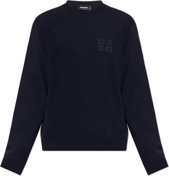 Dsquared2 Wool Crew Neck Sweater - Heren - Ronde hals truien - Blauw - XL - Wol - Truien & Vesten