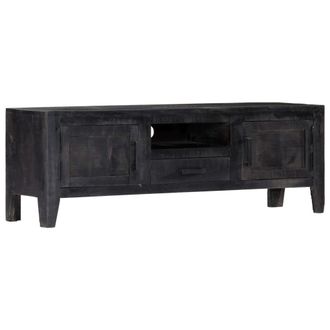 vidaXL Mueble Para Tv De Madera Maciza De Mango Negro 118x30x40 Cm Vidaxl