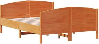 vidaXL Cama Sin Colch&oacute;n Madera Maciza Pino Marr&oacute;n Cera 150x200 Cm Vidaxl