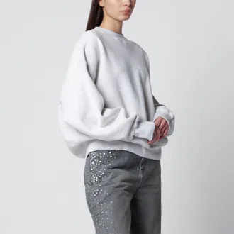 Golden Goose Star sweatshirt with crystal embroidery in grey cotton
