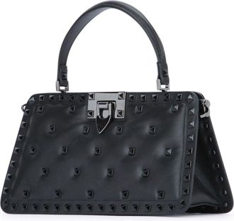 Valentino Garavani Womens Rockstud Top Handle Bag Black