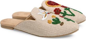 Fuchsia Jardin Jute Embellished Mule in Beige at Nordstrom, Size 10