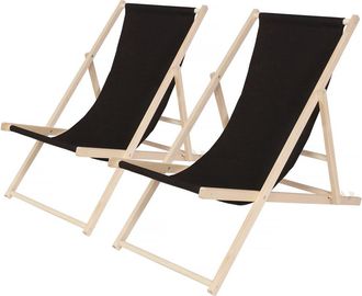 Habitat et Jardin Juego De 2 Tumbonas De Madera chilienne - Negro