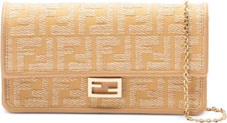 Fendi Baguette handtas met kettinghengsel en monogram - Beige