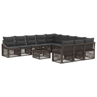 vidaXL Conjunto De Sof&aacute;s De Jard&iacute;n 12 Pcs Gris Rat&aacute;n Sint&eacute;tico Vidaxl