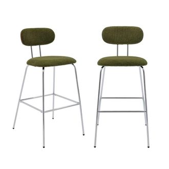Sweeek Taburete de bar con tejido repelente al agua y patas metal cromado