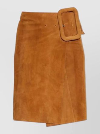 Ami midi skirt belt large buckle suede