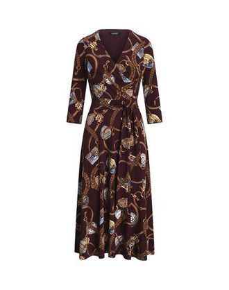 Ralph Lauren Belting-Print Surplice Jersey Dress