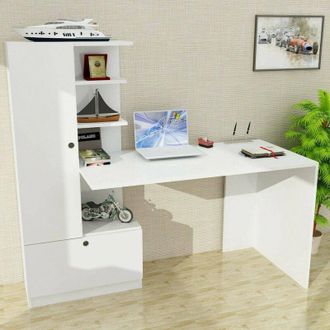 Dmora Escritorio Astra, Escritorio Multiusos, Mesa De Oficina Para Pc, El Plan De Trabajo, 150x62h140 Cm, Blanco, Con Embalaje Reforzado - Dmora