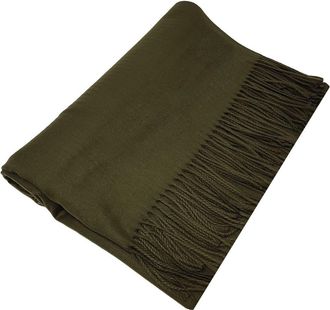 World of Shawls Winter Cashmere Feel Scarf Wrap Blanket Shawl Warm Soft Cozy - REDUCED TO CLEAR (Dark Olive)