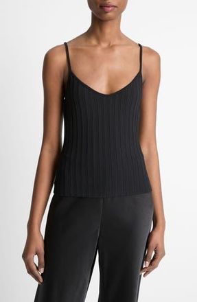 Vince V-Neck Rib Camisole in Black at Nordstrom Rack, Size X-Large