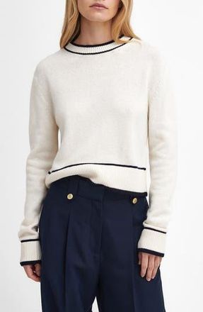 Barbour Rochelle Tipped Crop Wool & Cotton Sweater in Cloud White at Nordstrom Rack, Size 10 Us / 14 Uk
