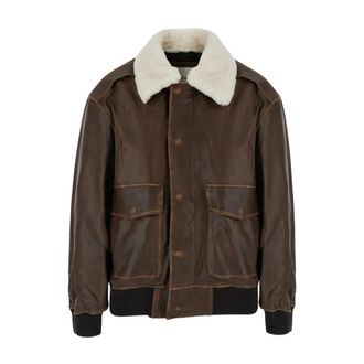 Dunst Afneembare A-2 Leren Blouson - Heren - Bomber jackets - Bruin - M - Leer - Jassen