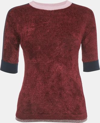 Max Mara Burgundy Knit Contrast Detail Sweater