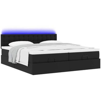 vidaXL Estructura De Cama Otomana Con Colchones Cuero Sint&eacute;tico Negro Vidaxl