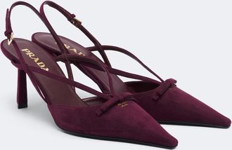 Prada Bow-detail suede slingback pumps