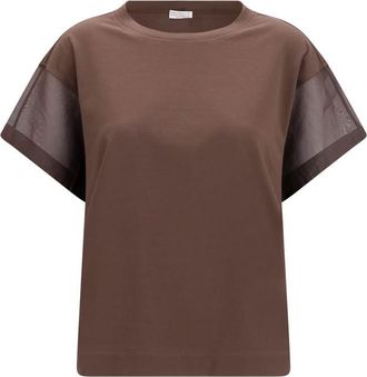 Brunello Cucinelli Brown Solid Crew Neck T-Shirt