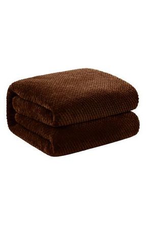 Luxury Home Textured Fleece Throw Blanket in Chocolate at Nordstrom Rack, Size Queen