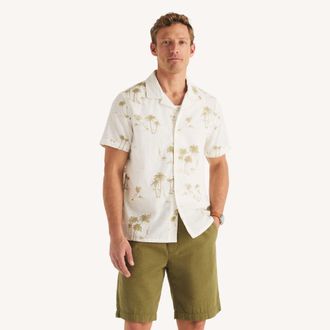 Nautica Mens Printed Short-Sleeve Camp Shirt