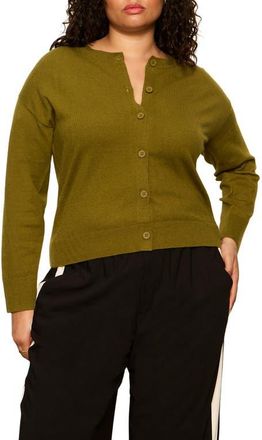 Sanctuary Must-Have Cardigan in Martini Olive Green at Nordstrom, Size 1X