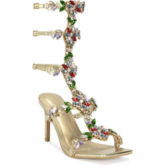 Azalea Wang Cerus Ankle Strap Sandal in Gold Multi at Nordstrom, Size 10