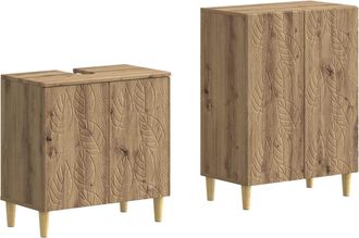 vidaXL Juego De Gabinete De Ba&ntilde;o De 2 Piezas Delft Roble Artisan Vidaxl
