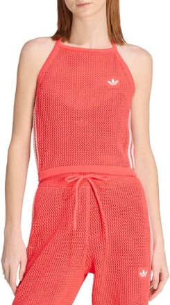 adidas Originals Open Stitch Halter Top in Semi Lucid Red at Nordstrom, Size X-Small