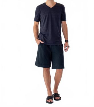 Crossley Linen V-Neck T-Shirt In Blue