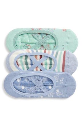 Muk Luks Ballerina Assorted 3-Pack Cotton Blend No-Show Socks in Mint/Blue at Nordstrom