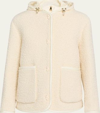 Moncler Hylesine Boucle Jacket w/ Quilted Hood