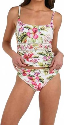 La Blanca Womens Lingerie Strap Tankini Swimsuit Top In Multi / Polynesian Paradise