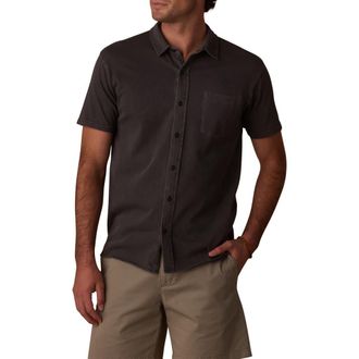 The Normal Brand Normal Short Sleeve Cotton Jersey Button-Up Shirt in Shadow at Nordstrom, Size Xx-Large