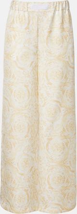 Versace Underwater Barocco silk palazzo pants
